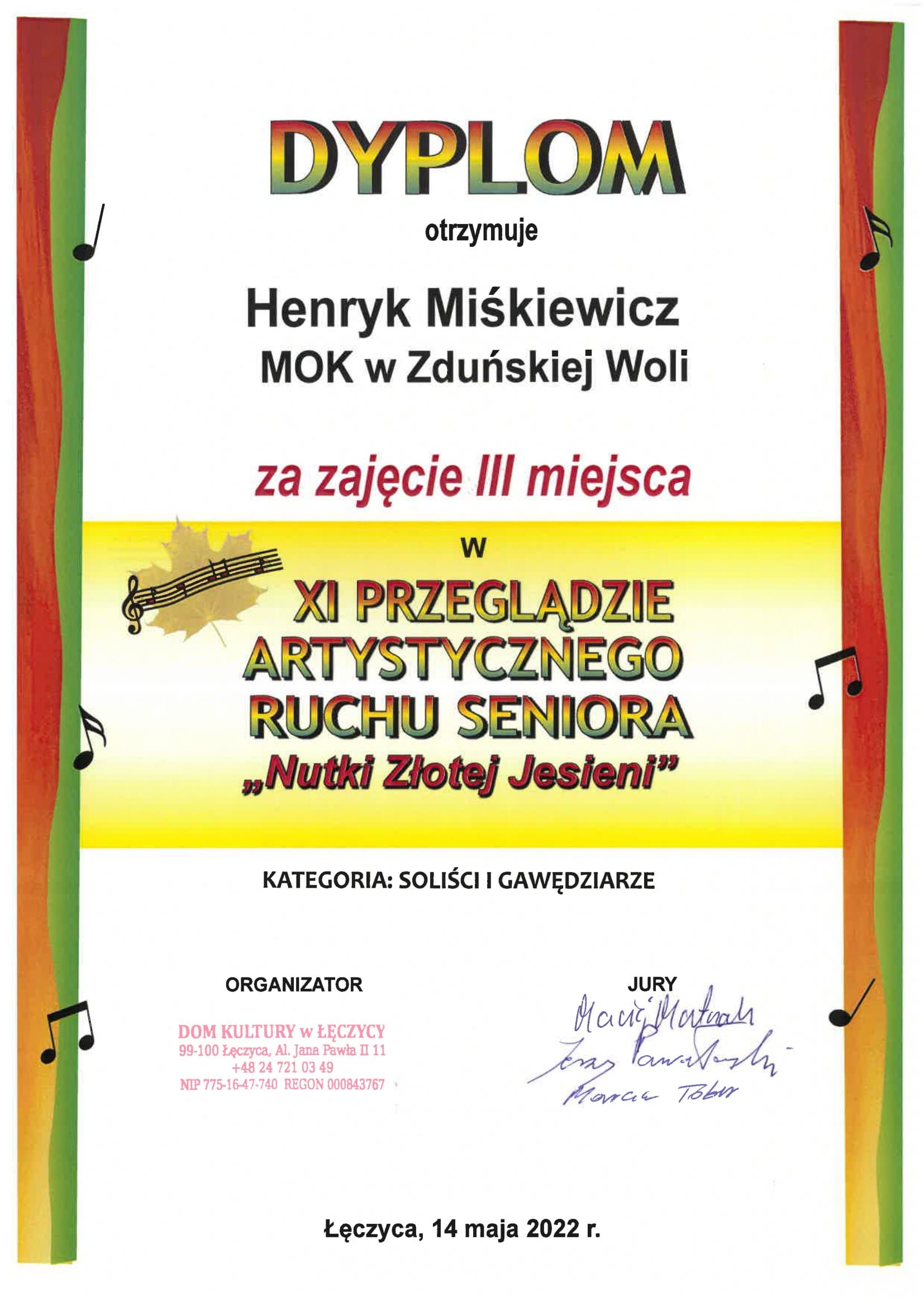 Solo III Miejsce Heryk Miskiewicz 1