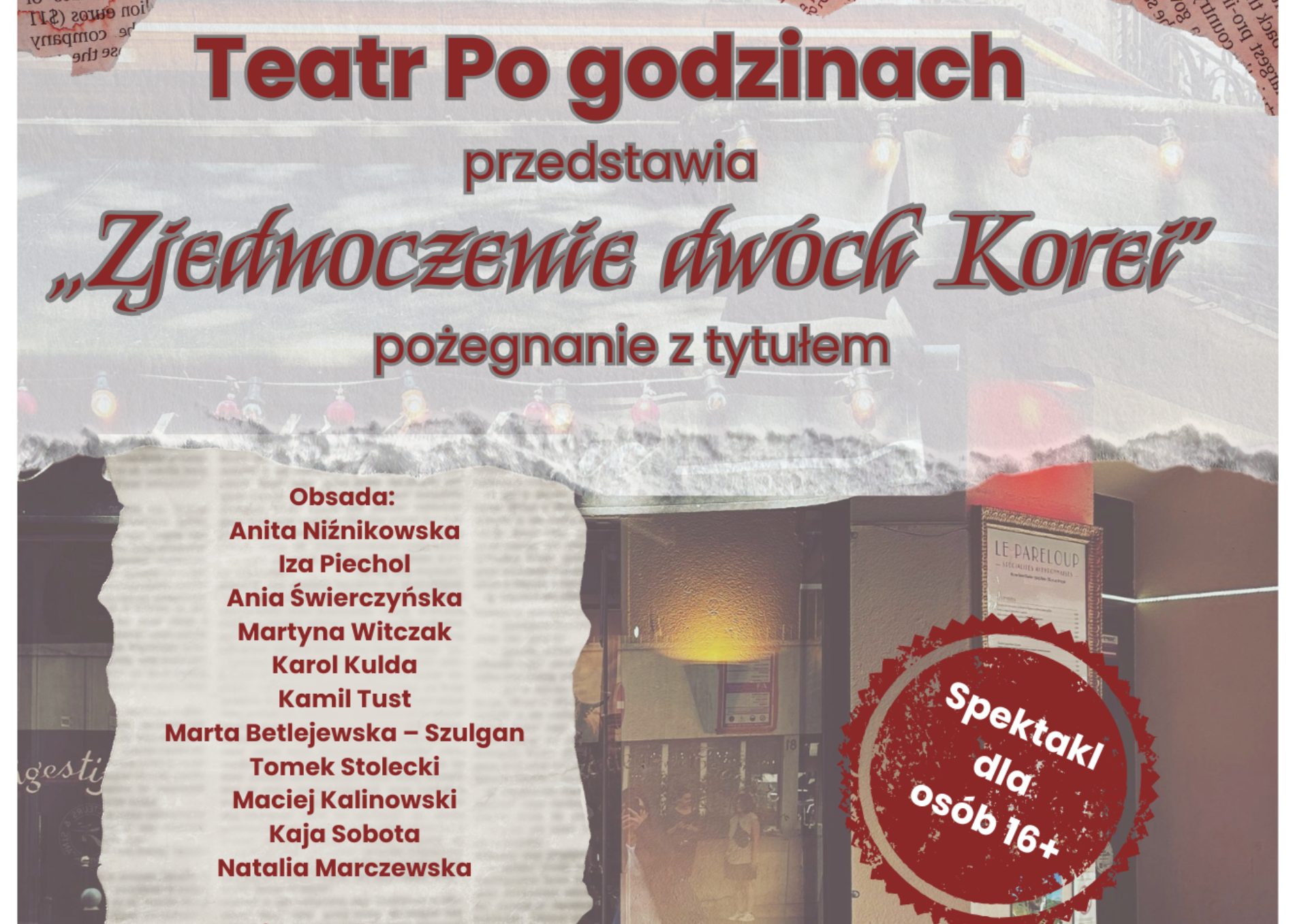 grafika dotyczy spektaklu Teatru Po godzinach ,,Zjednoczenie dwóch Korei"