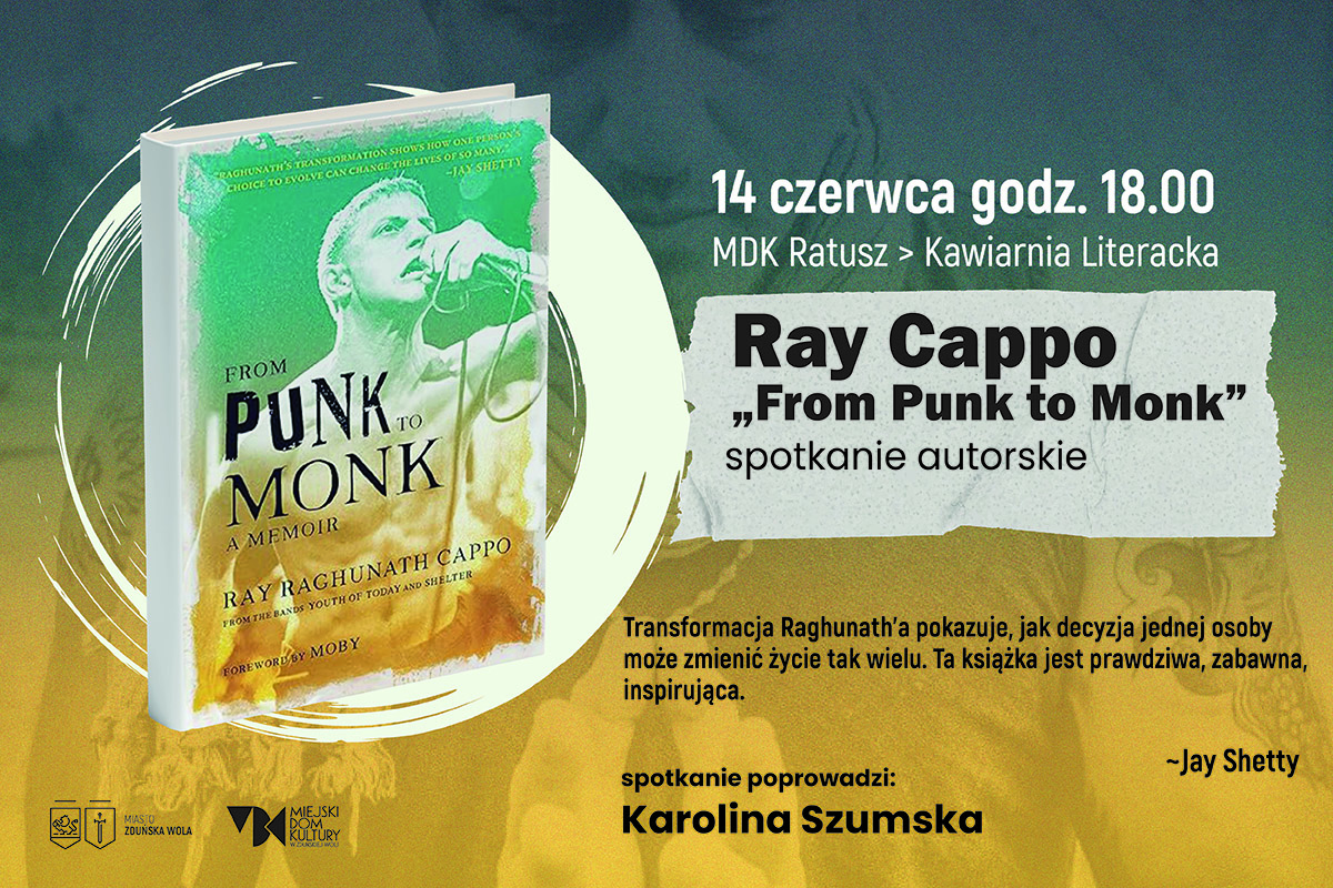 Grafika dotyczy spotkania z Raeyem Cappo, 14 czerwca godz. 18.00