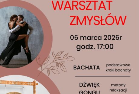 grafika dotyczy warsztatu zmysłów który odbędzie się w filii MDK os. Karsznice