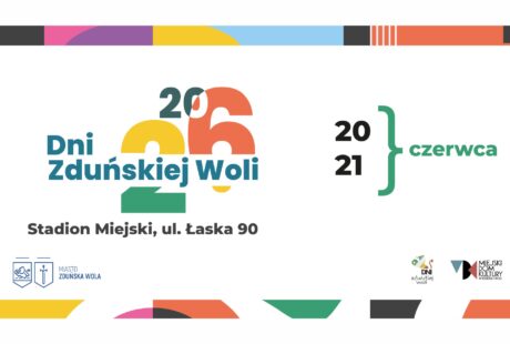kolorowa grafika z napisem Dni Zduńskiej Woli 2026 i z informacją o koncertach na Stadionie Miejskim przy ul. Łaskiej 90