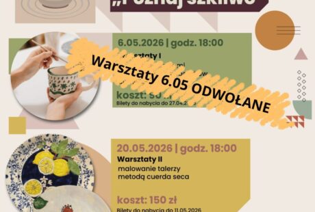 grafika dotyczy warsztat&oacute;w ceramicznych, kt&oacute;re odbędą się w maju w MDK