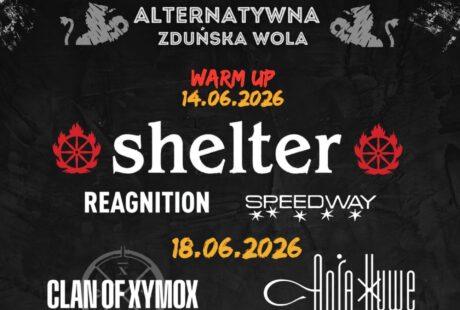 czarne tło na nim białe napisy dot. Alternatywnej Zduńskiej Woli i zespoł&oacute;w, kt&oacute;re wystąpią