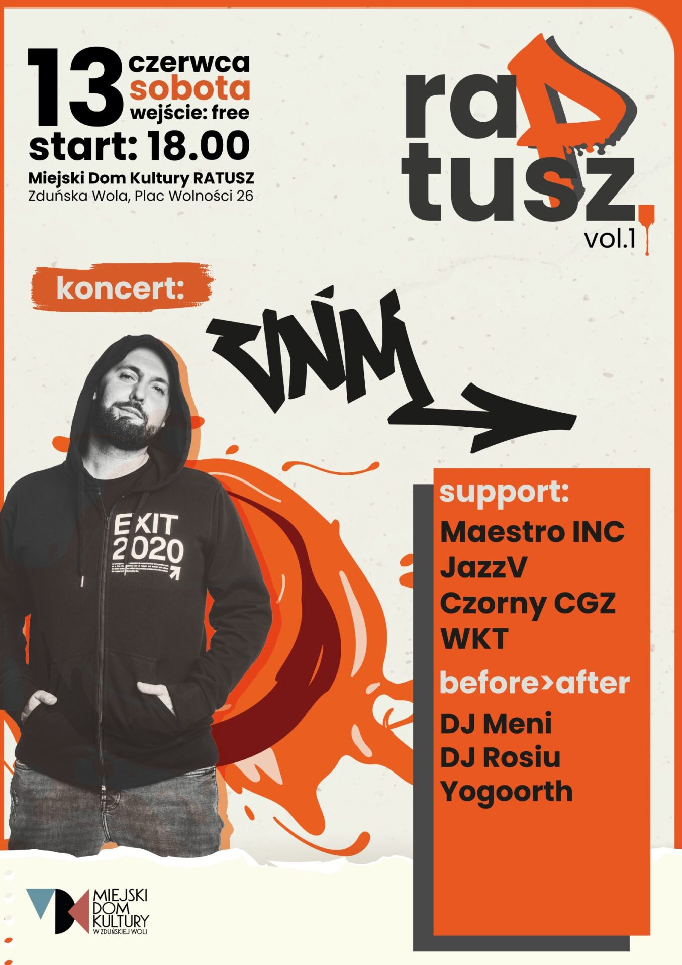 Raptusz edycja pierwsza, koncerty rap wracają do ratusza, 13 czerwca, 18.00 wstęp wolny