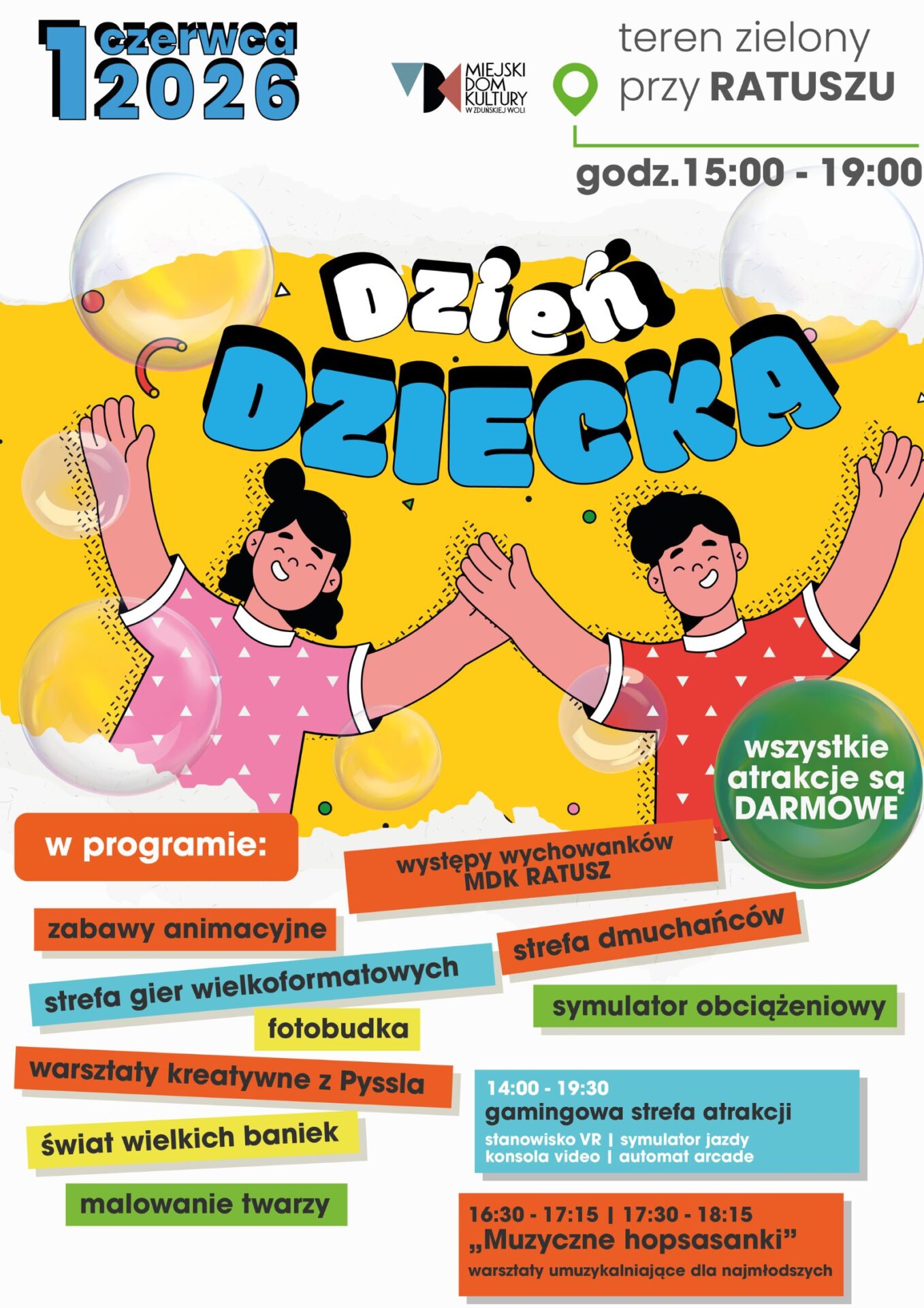 Dzień Dziecka z Ratuszem, 1 czerwca teren wokół Ratusza 15.00-19.00