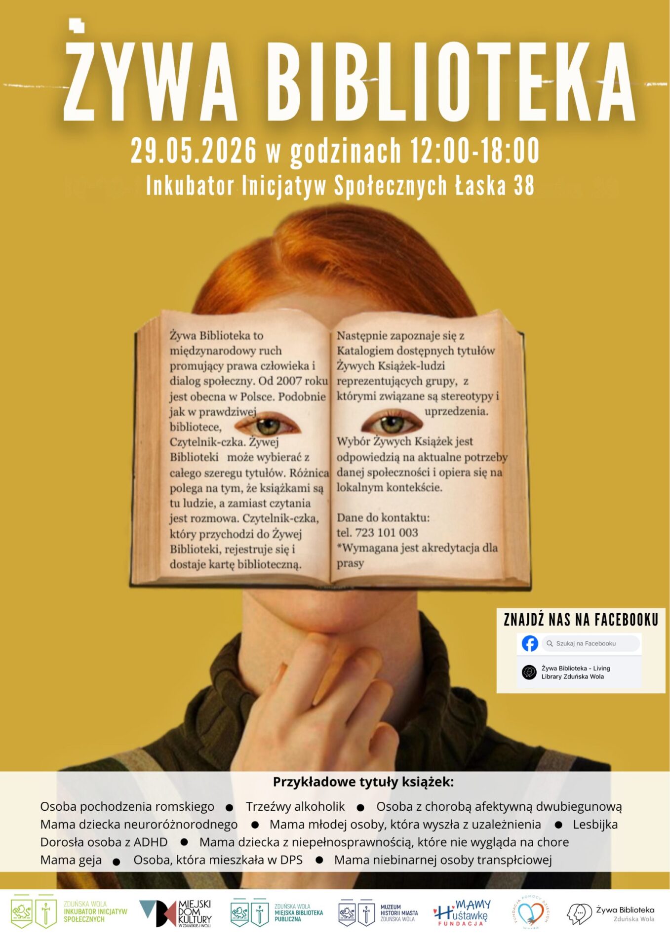 żywa biblioteka po raz trzeci odbędzie się w Zduńskiej Woli 29 maja godz. 12.00-18.00