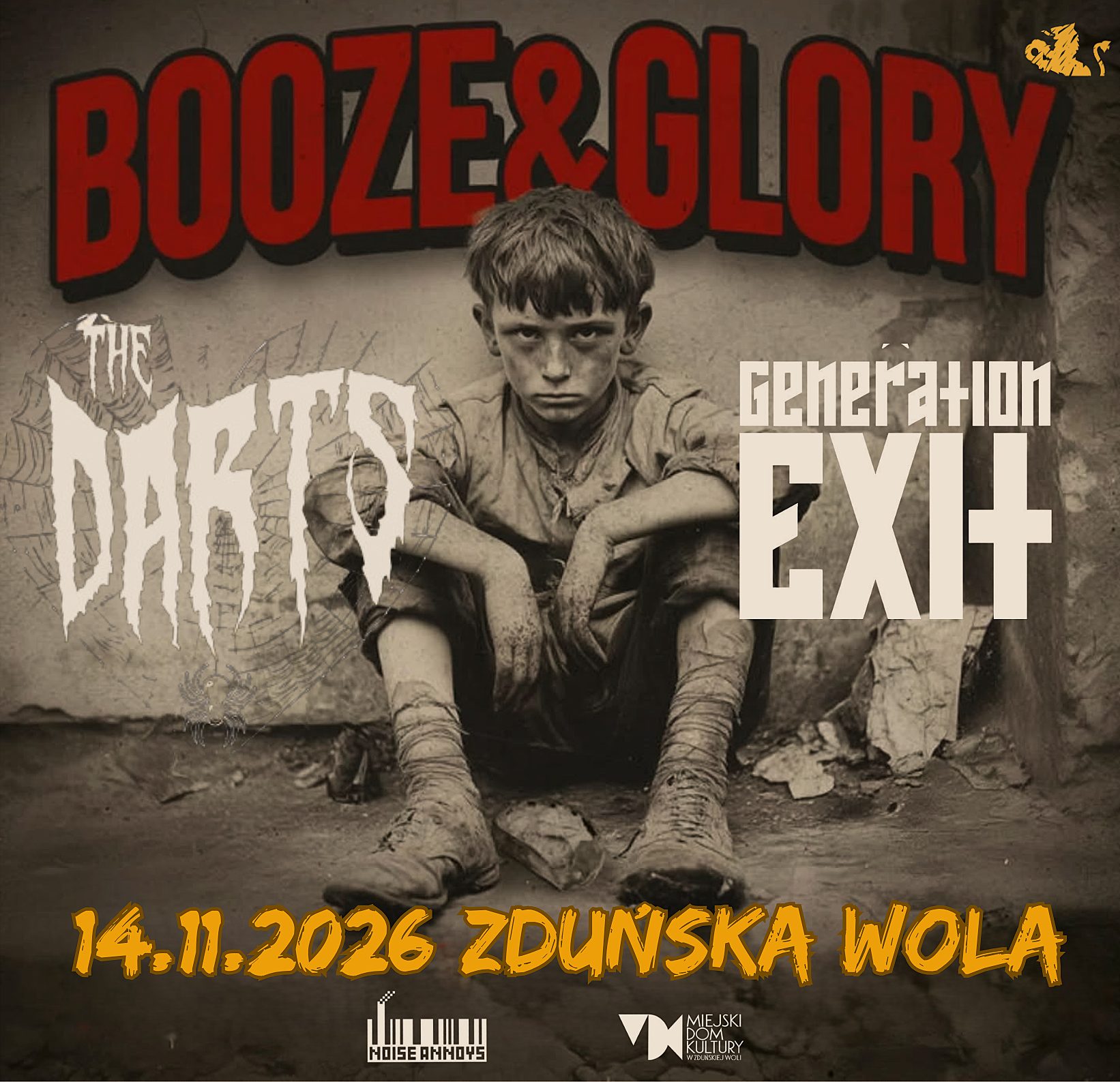 BOOZE&GLORY (UK) Międzynarodowe kombo streetpunkowe ponownie zagra w Zduńskiej Woli. 14 listopada, godzina 19.00 bilety dostępne w kasie i online