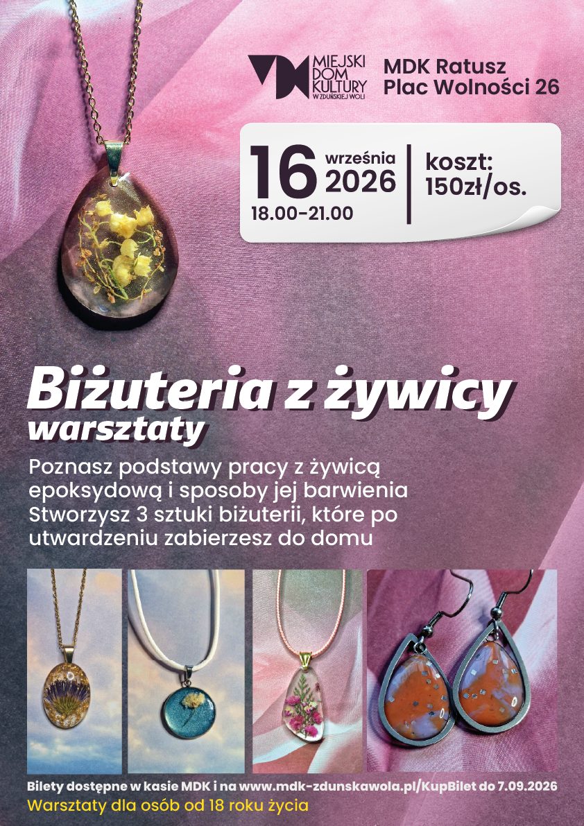 Biżuteria z żywicy warsztaty, 16 września, 18.00-21.00