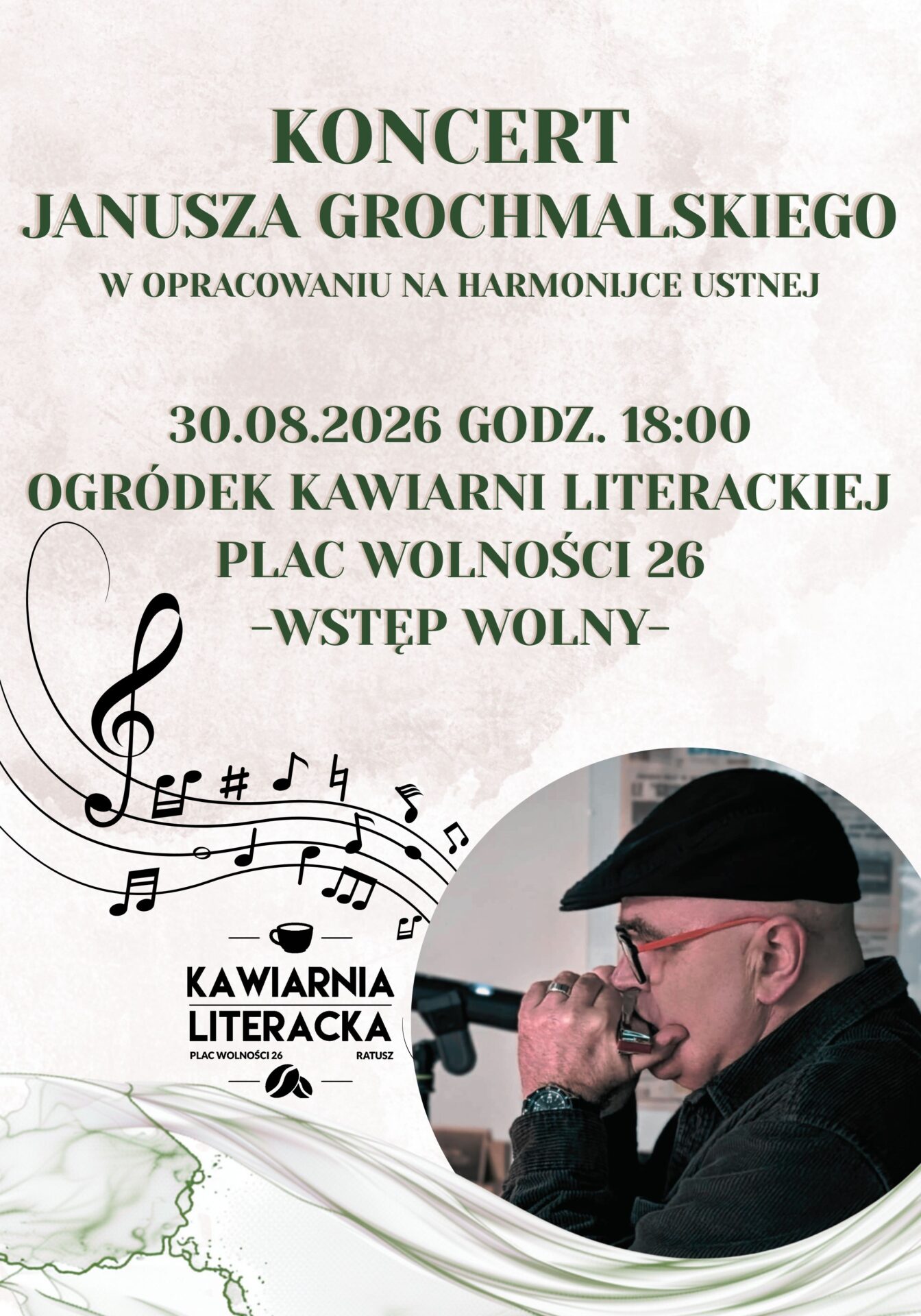 Koncert Janusza Grochmalskiego w Kawiarni Literackiej już 30 sierpnia o godzinie 18.00