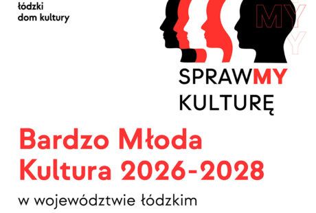 biała grafika z czerwonymi napisami dot. programu Bardzo Młoda Kultura 2026-2028