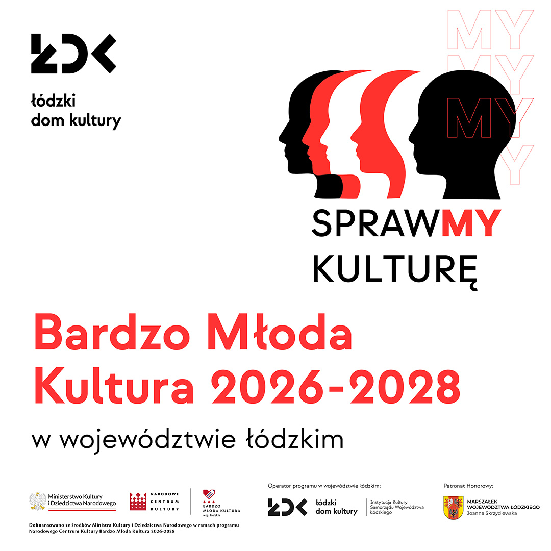 biała grafika z czerwonymi napisami dot. programu Bardzo Młoda Kultura 2026-2028