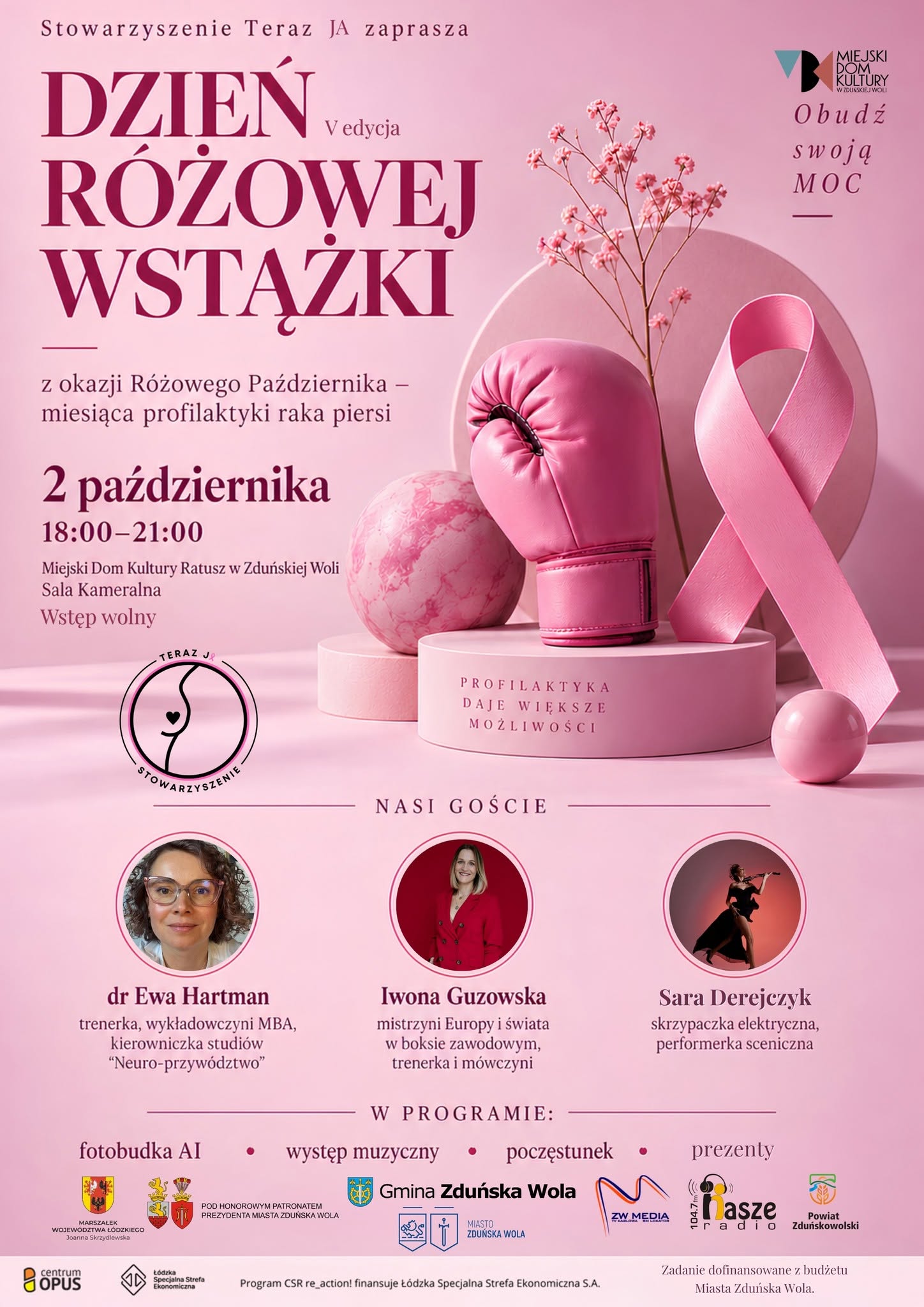 Dzień różowej wstążki odbędzie się w MDK Ratusz 2 października od godz. 18.00 do 21.00, wstęp bezpłatny