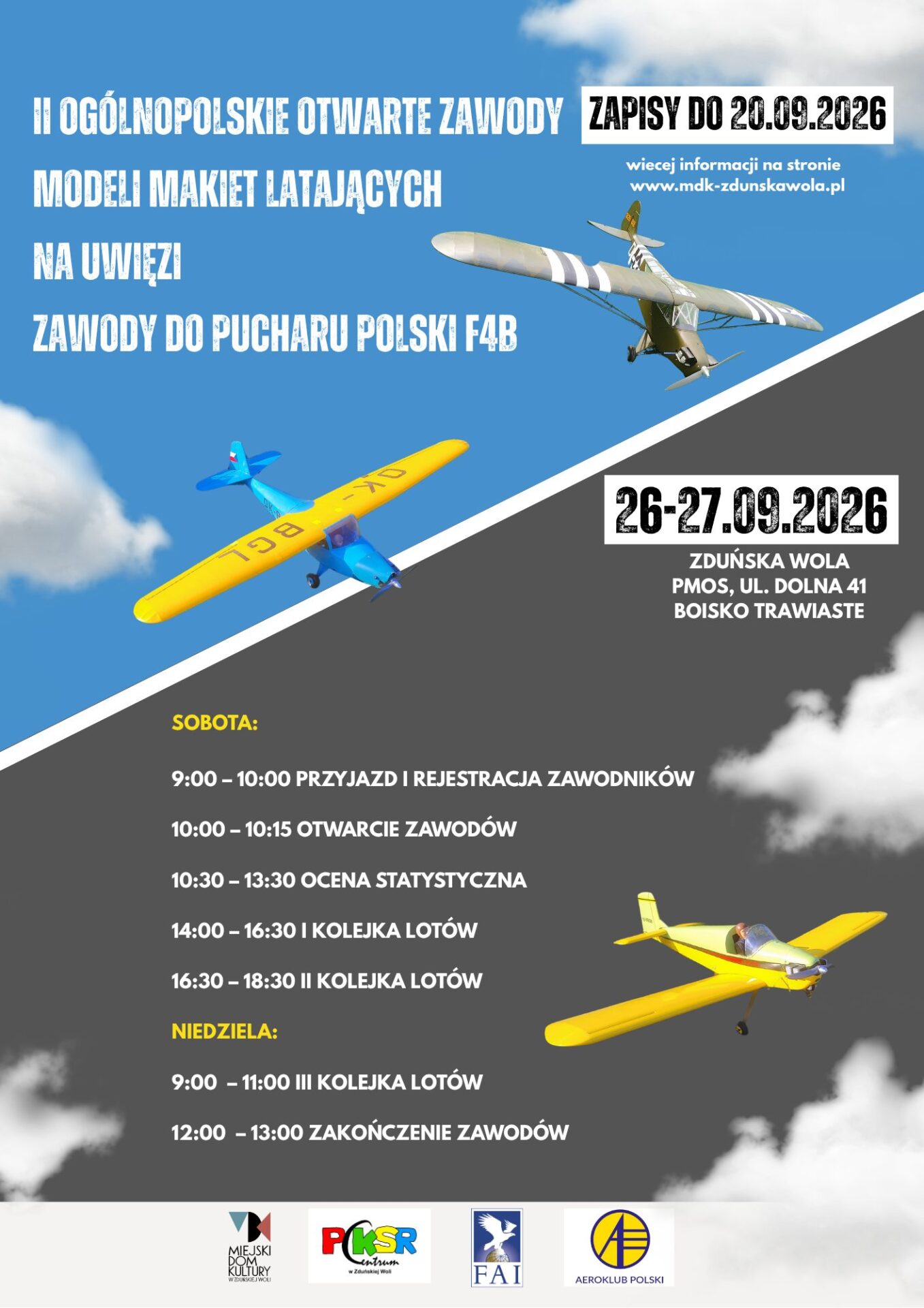 II Ogólnopolskie Otwarte Zawody Modeli Makiet Latających na Uwięzi - Zawody do Pucharu Polski F4B 26-27 września Zduńska Wola, PMOS ul. Dolna 41