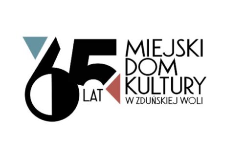 białe tło na nim logo 65 lat Miejskiego Domu Kultury