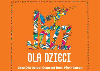 pomarańczowa plansza zaprasza na koncert Jazz dla dzieci, 11 października, godzina 16.00