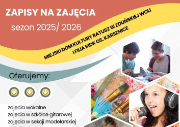 Zapraszamy na zajęcia artystyczne do Miejskiego Domu Kultury i filii MDK os. Karsznice w roku kulturalnym 2025/2026.
