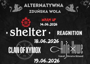 czarne tło na nim białe napisy dot. Alternatywnej Zduńskiej Woli i zespołów, które wystąpią