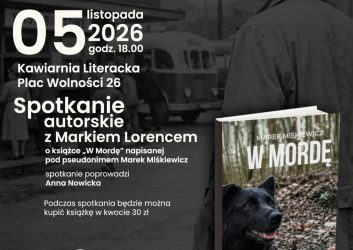 Promocja książki 5 listopada o godzinie 18:00 w Kawiarni Literackiej. Będzie ono o książce "W Mordę" jest to mroczny kryminał historyczny napisany przez Pana marka pod pseudonimem Marek Miśkiewicz.