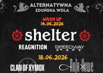 czarne tło na nim białe napisy dot. Alternatywnej Zduńskiej Woli i zespołów, które wystąpią