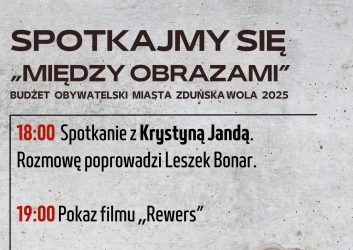 szara grafika, a na niej twarz kobiety, znanej aktorki Krystyny Jandy, z którą spotkanie odbędzie się 3 września o godzinie 18.00