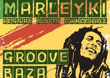 GRAFIKA PRZEDSTAWIA BOBA MARLEYA PREKURSORA MUZYKI REGGAE. PLAKAT ZAPRASZA NA MARLEYKI, CZYLI ŚWIĘTO MUZYKI REGGAE, KTÓRE ODBĘDZIE SIĘ 12 MAJA. WSTĘP WOLNY
