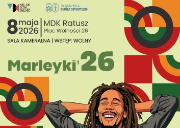 zielona grafika z rysunkową twarzą Boba Marleya, to zaproszenie na Marleyki 2026