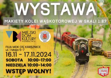 zdjęcie przedstawia makietę pociągu na żółtym tle