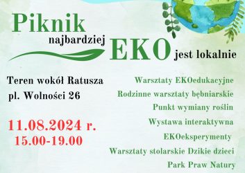 grafika dotyczy eko pikniku, który odbędzie się 11 sierpnia przed Ratuszem