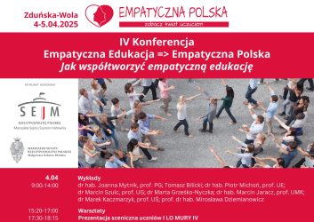 biało czerwony plakat zaprasza na konferencję empatyczna edukacja, empatyczna Polska