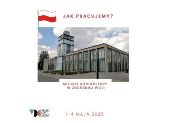 zdjęcie przedstawia budynek Ratusz i biało-czerwoną flagę