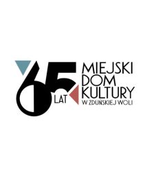 białe tło na nim logo 65 lat Miejskiego Domu Kultury