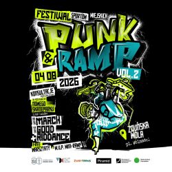 czarny plakat z kolorowymi napisami dotyczy drugiej edycji Festiwalu Punk & Rump