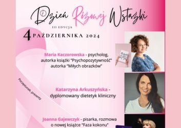 Grafika dotyczy Dnia Różowej Wstążki, która odbędzie się już po raz 3. 4 października, godzina 18.00, wstęp wolny.