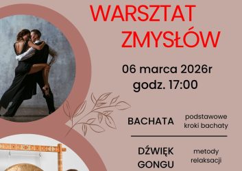 grafika dotyczy warsztatu zmysłów który odbędzie się w filii MDK os. Karsznice