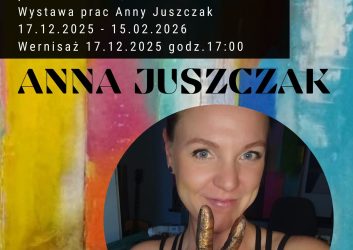kolorowy tęczowy plakat, na nim twarz młodej kobiety. To Anna Juszczak, które wystawa prezentowana będzie w Kawiarni Literackiej w Ratuszu od 17 grudnia.
